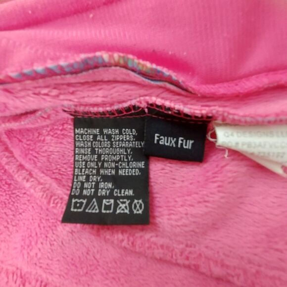 Snozu Hooded Jacket Girls Medium 10/12 Pink Blue Fleece Inside Full Zip Winter - Picture 11 of 11